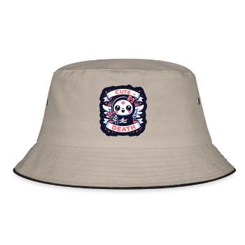 Süßer Tod mit Flügeln und Blumen - Bucket Hat - Khaki/Schwarz - Vorne