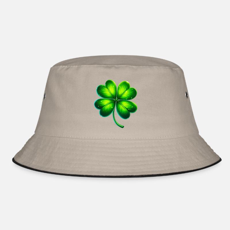 Vierblättriges Kleeblatt - Bucket Hat - Khaki/Schwarz