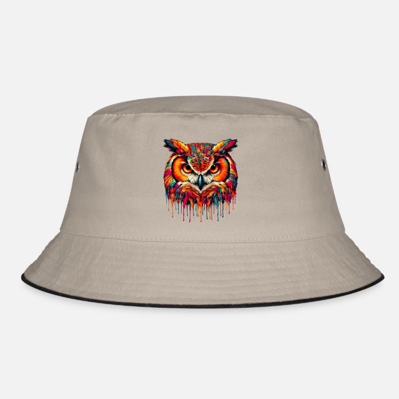 Eule - Bucket Hat - Khaki/Schwarz
