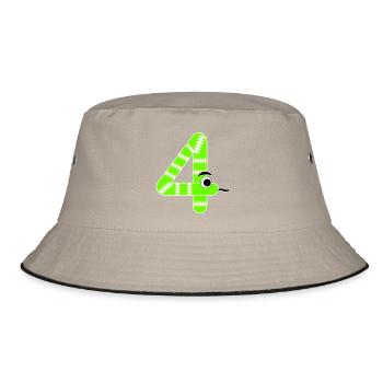 Number Four 4 Kids Birthday Snake - Bucket Hat - khaki/black - Front
