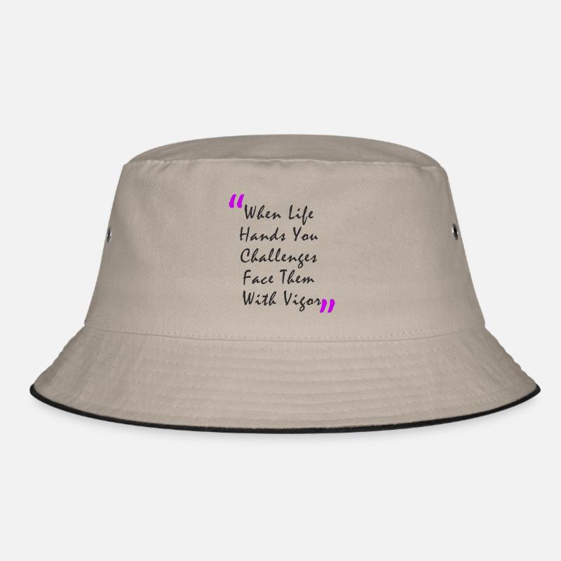 When Life Hands You Challenge Face Them With Vigor - Bucket Hat - Khaki/Schwarz