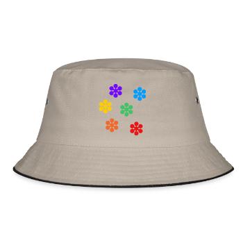 Rainbow Flowers subtle gay pride - Bucket Hat - khaki/black - Front