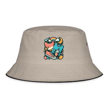 Colorful collage with clothes and everyday objects - Bucket Hat - khaki/black - Front
