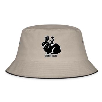Rabbit Rider (text dark - with outline, 3-Color) - Bucket Hat - khaki/black - Front