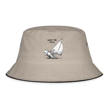 What the Fock – Segelboot Cartoon - Bucket Hat - Khaki/Schwarz - Vorne