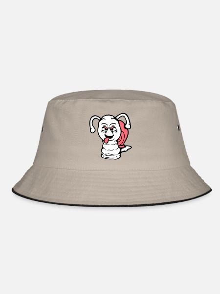 Schnecke frech Zunge rausstrecken böse klein cool - Bucket Hat - Khaki/Schwarz - Vorne