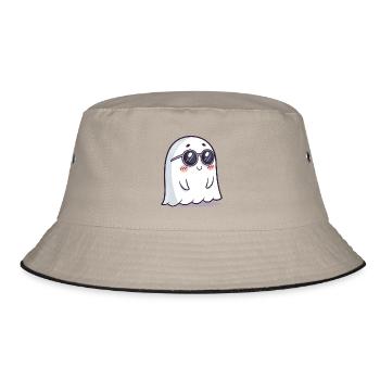 Ghost Chic Black Cartoon Glasses - Bucket Hat - khaki/black - Front