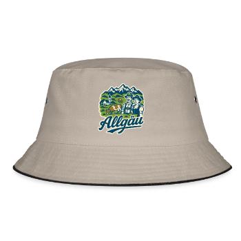 Allgäu Alpen Landschaft - Bucket Hat - Khaki/Schwarz - Vorne