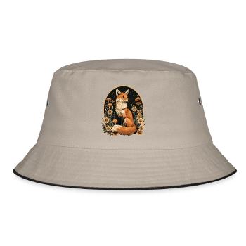 Fox Forest Mushrooms - Bucket Hat - khaki/black - Front