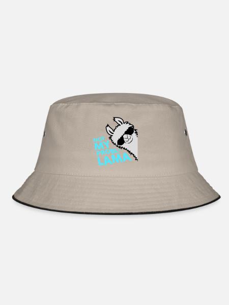 Lama Not My Problama Cool Sonnenbrille Seitlich - Bucket Hat - Khaki/Schwarz - Vorne