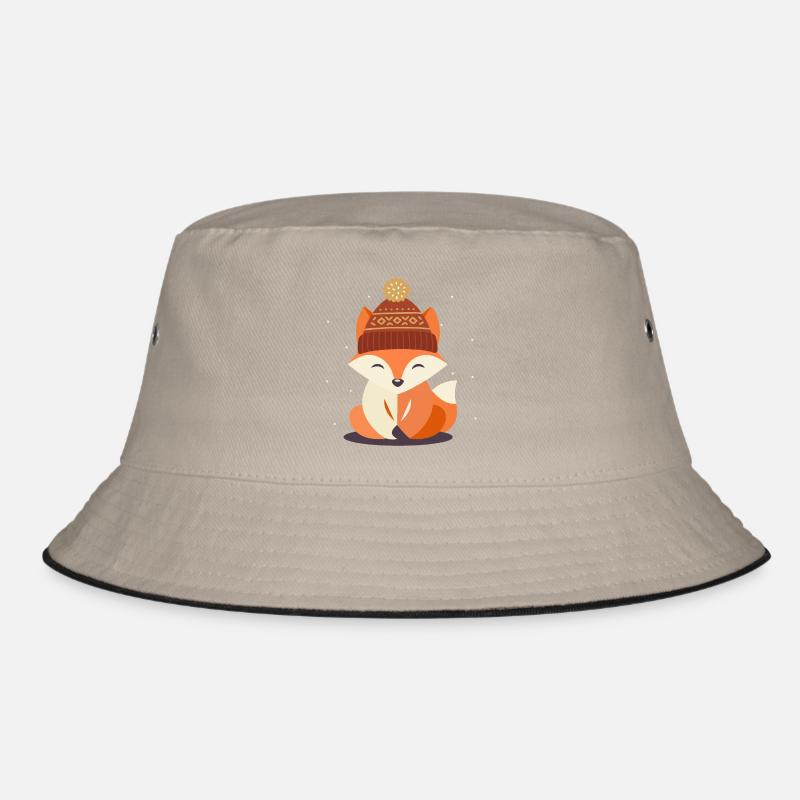 Smiling fox with winter hat – winter motif Bucket Hat