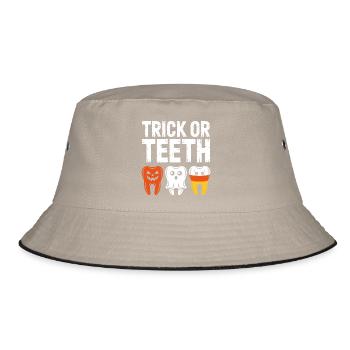 Trick or Teeth Halloween Trio - Bucket Hat - khaki/black - Front