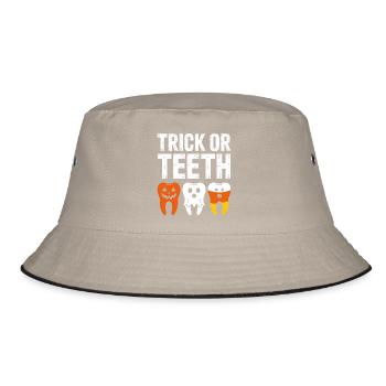 Trick or Teeth Halloween Tee - Bucket Hat - khaki/black - Front