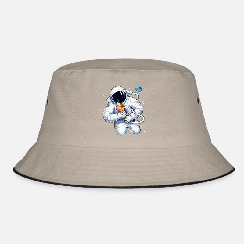 Astronaut mit Eiscreme im Weltall  - Bucket Hat - Khaki/Schwarz