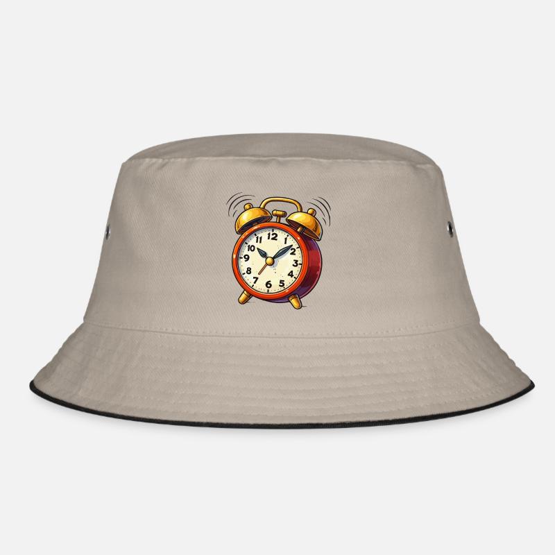 Alarm Clock Comic Clock - Bucket Hat - khaki/black