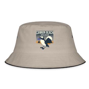 Cannon Beach, Oregon - Bucket Hat - khaki/black - Front