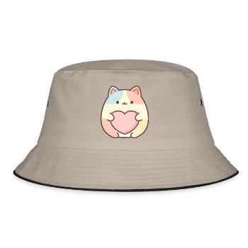 Motif de cœur de chat Kawaii Design de chat mignon - Bob - kaki/noir - Devant