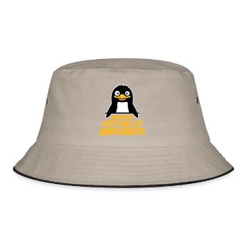 Pinguin Warning Socially Awkward Lustig Unbeholfen - Bucket Hat - Khaki/Schwarz - Vorne