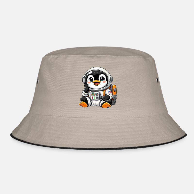 Cute Penguin Astronaut Space Explorer Cartoon Bucket Hat