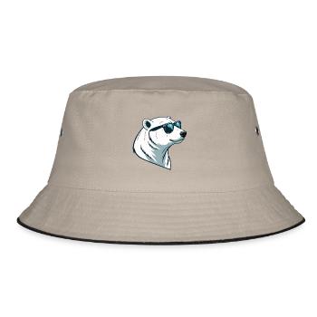 Eisbär mit Brille - Bucket Hat - Khaki/Schwarz - Vorne