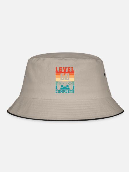 60. Geburtstag Level 60 Complete 60 Jahre Gamer - Bucket Hat - Khaki/Schwarz