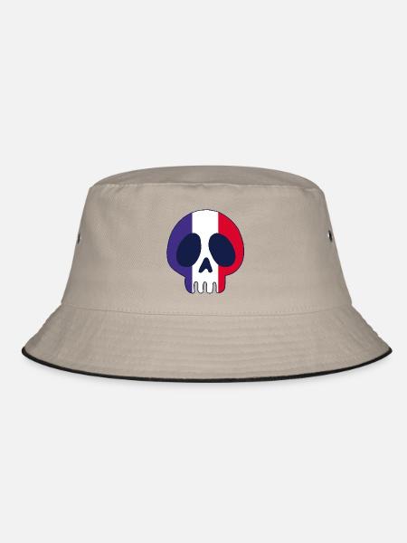 Französischer Schädel - Bucket Hat - Khaki/Schwarz