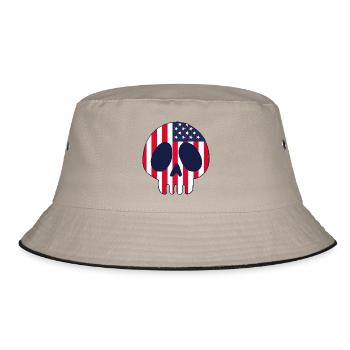 Amerikanischer Schädel - Bucket Hat - Khaki/Schwarz - Vorne