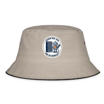 IT Support Robot Lustiges Shirt Reboot - Bucket Hat - Khaki/Schwarz - Vorne