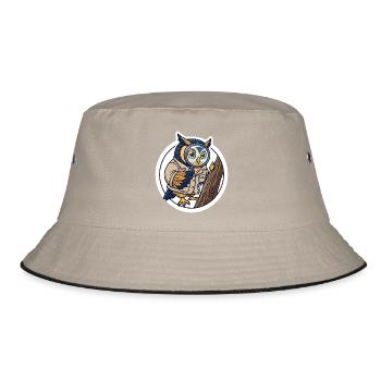 Entomologe Eule Lupe T-Shirt - Bucket Hat - Khaki/Schwarz - Vorne