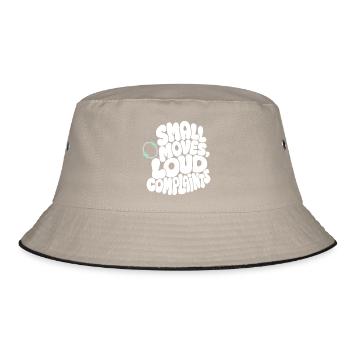 Pilates – Small Moves, Loud Complaints - Bucket Hat - Khaki/Schwarz - Vorne
