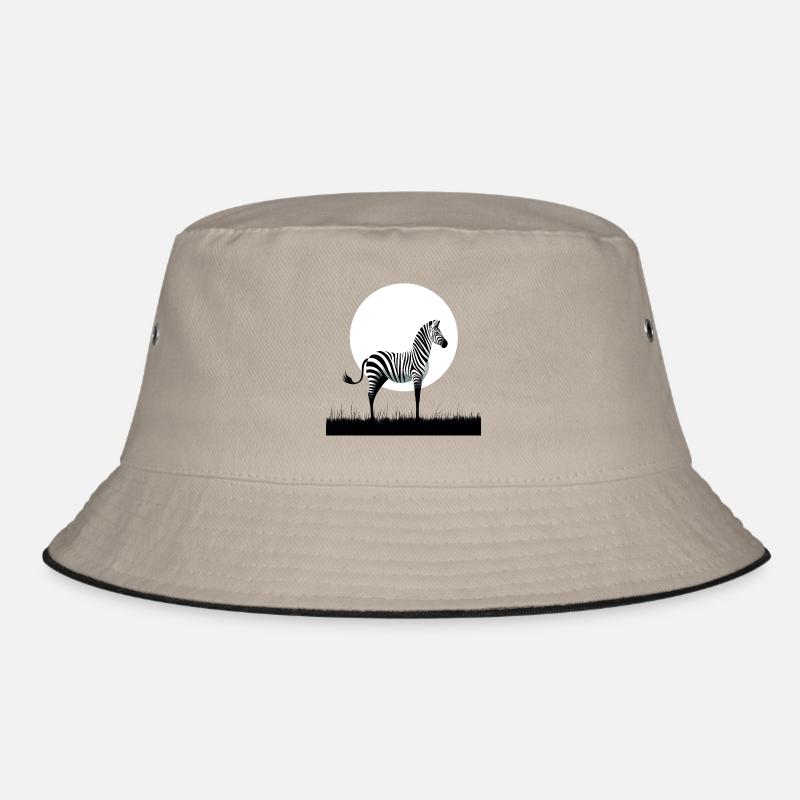 Zebra Minimalismus - Bucket Hat - Khaki/Schwarz