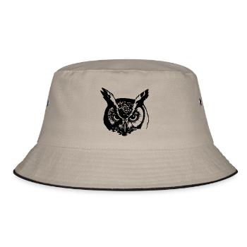 Eule - Bucket Hat - Khaki/Schwarz - Vorne