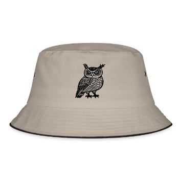 Eule Eulen Vogel - Bucket Hat - Khaki/Schwarz - Vorne