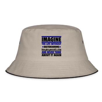 Stell dir ein Leben ohne Skateboard vor - Bucket Hat - Khaki/Schwarz - Vorne