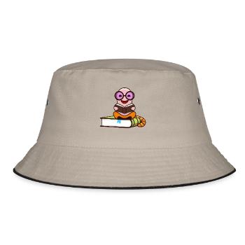 Nerd bookworm reads books - Bucket Hat - khaki/black - Front