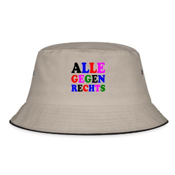 Alle gegen rechts - Bucket Hat - Khaki/Schwarz - Vorne
