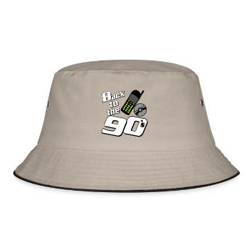90er Party , Mottoparty , Handy Style (25) - Bucket Hat - Khaki/Schwarz - Vorne
