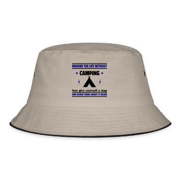 Stell dir ein Leben ohne Camping - Bucket Hat - Khaki/Schwarz - Vorne
