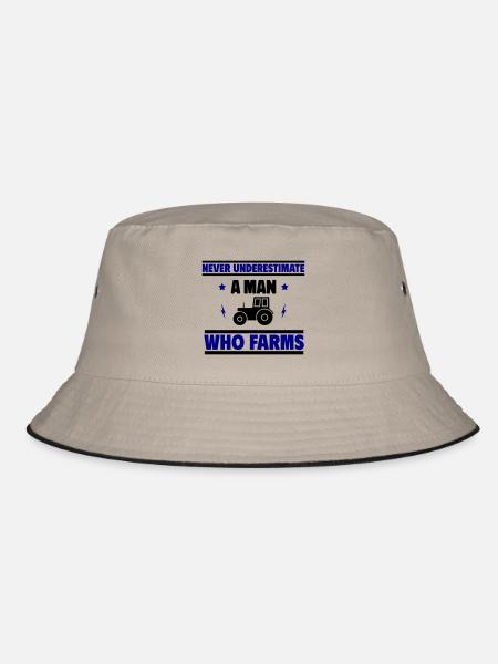 Never underestimate a farmhouse man - Bucket Hat - khaki/black - Front