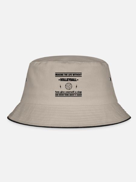 Stell dir ein Leben ohne Volleyball vor - Bucket Hat - Khaki/Schwarz - Vorne