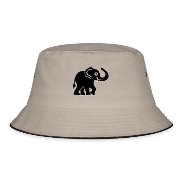Elefant - Bucket Hat - Khaki/Schwarz - Vorne
