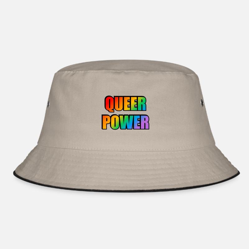 Queer Power Regenbogen Text Bucket Hat