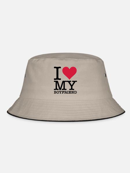 I love my boyfriend! - Bucket Hat - khaki/black - Front
