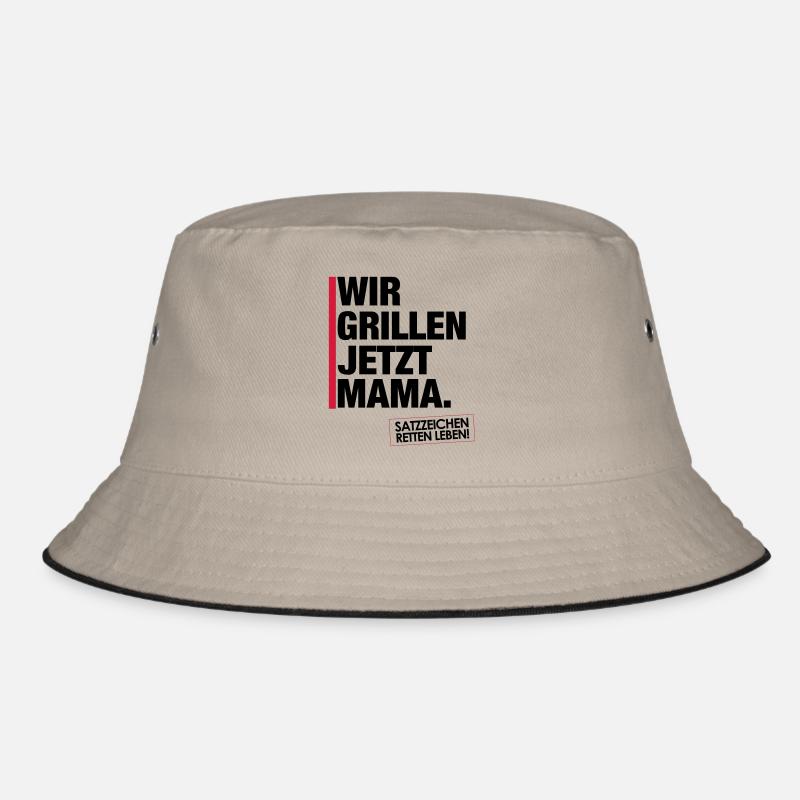 Grillen jetzt Mama. - Bucket Hat - Khaki/Schwarz
