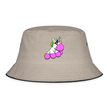 Einhorn3 - Bucket Hat - Khaki/Schwarz - Vorne