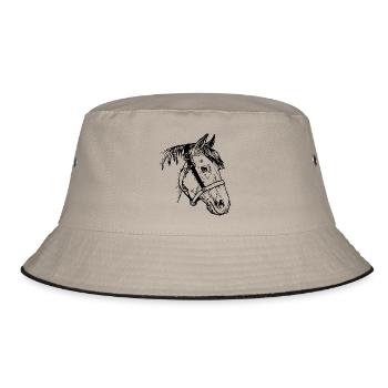 horse199 - Bucket Hat - Khaki/Schwarz - Vorne