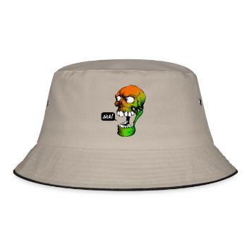 Psychedelic Skull - Bucket Hat - Khaki/Schwarz - Vorne