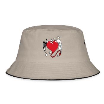herz engel damon - Bucket Hat - Khaki/Schwarz - Vorne