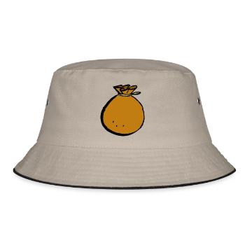 Bag Tasche Sack Beutel Geschenk Geld Idee - Bucket Hat - Khaki/Schwarz - Vorne