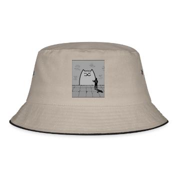 Schläfrige Katze - Bucket Hat - Khaki/Schwarz - Vorne